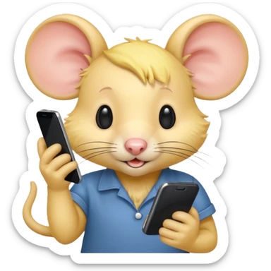 yellow haired mice with phone sticker