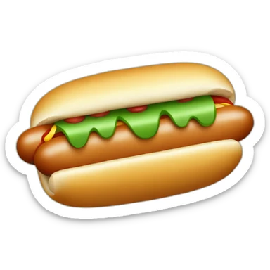 A hot dog with a face and legs and a green tshirt sticker