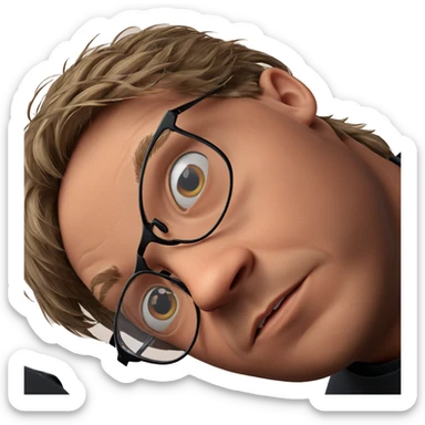 portrait of a boy with glasses sticker