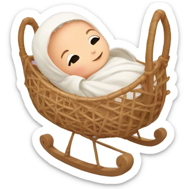 Newborn in a rattan cradle sticker