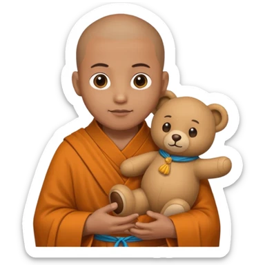 Monk with teddy bear toy  sticker