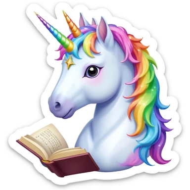 Unicorns read book
A majestic unicorn with rainbow mane holding an open book with magic sparks.












 sticker