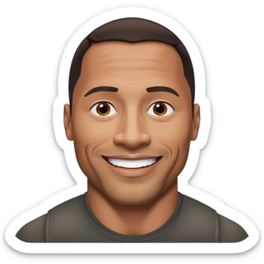 Dwayne Johnson with dark brown hair sticker