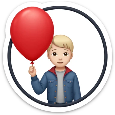 Child + balloon, Park Visitor, with park background, cicrle style frame. sticker