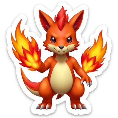 Cute Shiny Guilmon-Quilava-Fakémon-hybrid-creature (full body)  sticker
