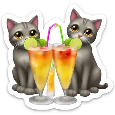 four cats clinking cocktails sticker
