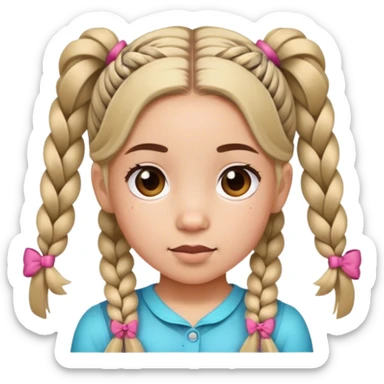 A girl with pigtail braids with bows as hair ties  sticker