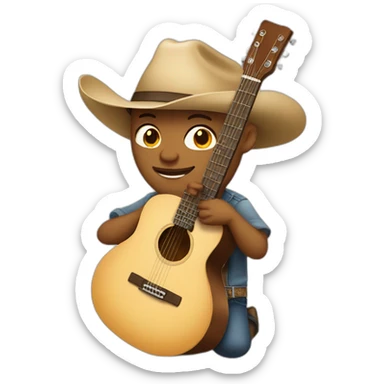 cute country musician jamming on acoustic guitar sticker