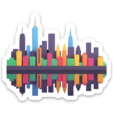 city skyline sticker