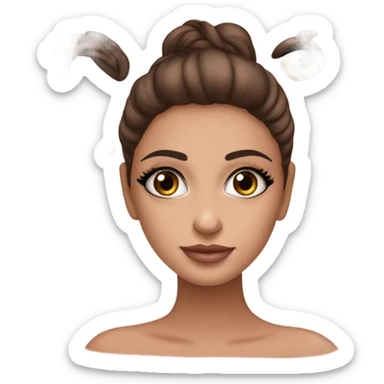 ragazza con carnagione medio chiara,capelli lisci lunghezza media e sopracciglia castani chiari,occhi marroni,occhiali da vista rotondi neri con maglione rosa antico, eye-liner e labbra rosa nude  sticker