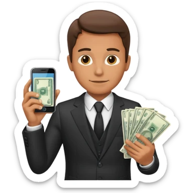 Mafia holding money and phone sticker