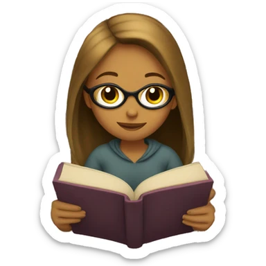 Girls sitting in a library reading a book sticker