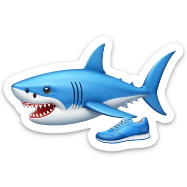 Tiburón con unas zapatillas azules puestas sticker