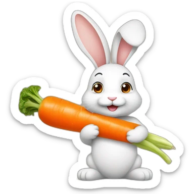 Lapin avec une carotte sticker