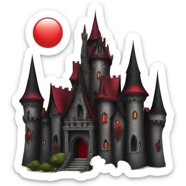 Black and red gothic castle with roses sticker