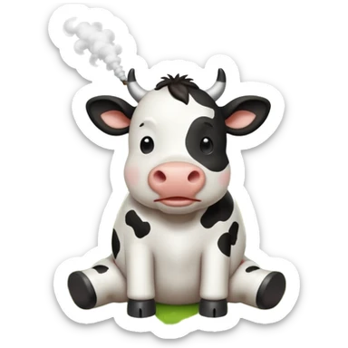 cute cow smoke weed sticker