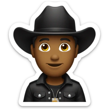 A-toy-wearing-all-black-with-cowboy-boots sticker
