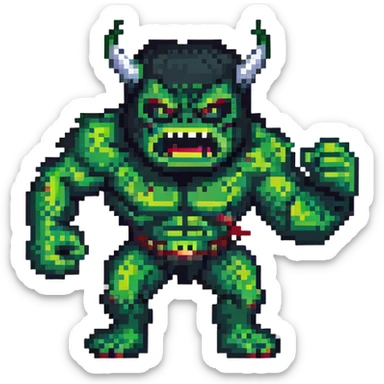 Hulk fighting, green monster superhero in action sticker