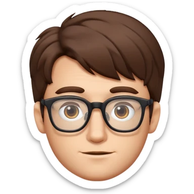 A geek guy with bushy hair and rectangle glasses  sticker