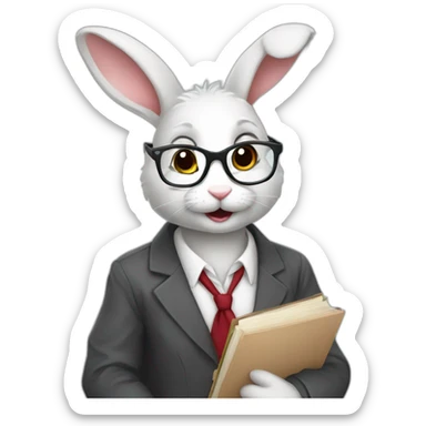 A bunny rabbit as a female professor sticker