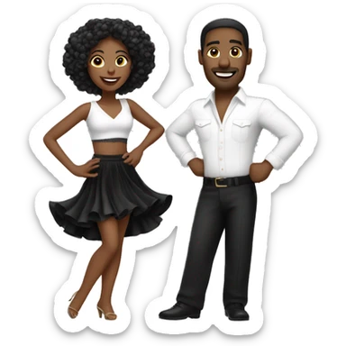 A salsa dancing couple with white and black outfits sticker