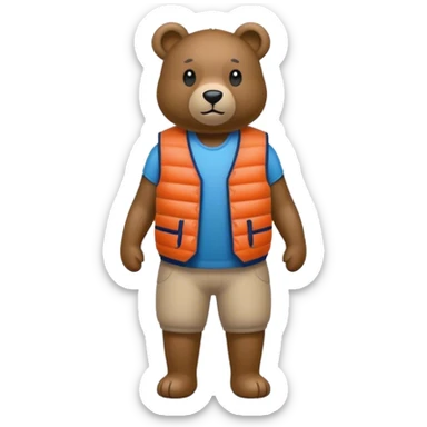 ours debout avec gilet par balle sticker