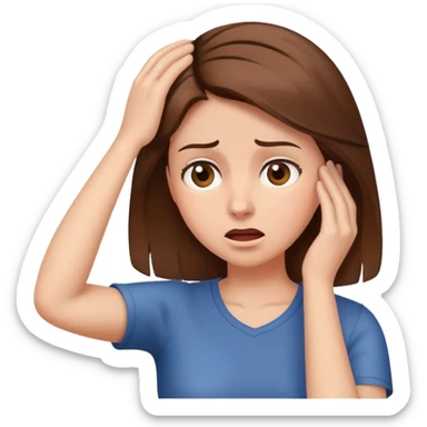Women with brown hair scratching head confusion sticker