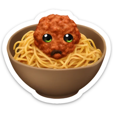 spaghetti with meatballs in a bowl sticker