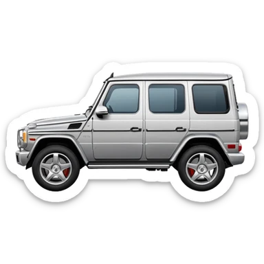 Mercedes G-Class SUV side view silver color, in the style of Apple emoji sport utility vehicle, rounded, cartoonish, glossy, simple details sticker