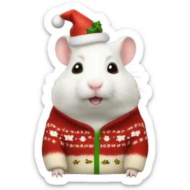 White Hamster wearing christmas Sweater  sticker