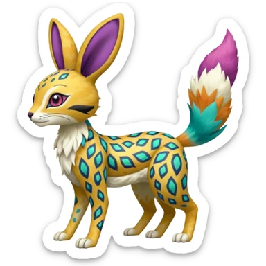 Colorful Meloetta-Bunny-Vernid-Sergal-Serval-Pokémon-Fakémon-fusion-hybrid-creature sticker