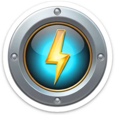 A small glowing spark inside a play button sticker