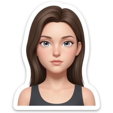 She is a cool and confident young woman with sparkling light gray eyes and fair, smooth skin. She is very beautiful. sticker