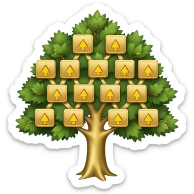 family diagram tree with gold cards sticker