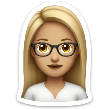 girl with light brown hair and glasses sticker