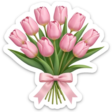 light pink tulip bouquet with light pink bow sticker