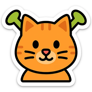 color outline icon of a cat as Shrek with green ogre ears sticker
