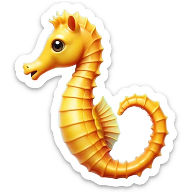 Cinematic Comical Sea Horse Portrait Emoji, Head tilted dramatically with an exaggeratedly amused expression, featuring a delicately curved seahorse with a whimsically coiled tail and wide, comically expressive eyes full of playful disbelief, Simplified yet hilariously expressive features, highly detailed, glowing with a slightly sassy aquatic glow, high shine, dramatic yet playful, stylized with an air of quirky marine mischief, soft glowing outline, capturing the essence of a meme-worthy seahorse that looks ready to drift its way into viral fame! sticker
