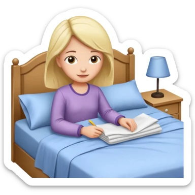 Girl organizing bed sticker