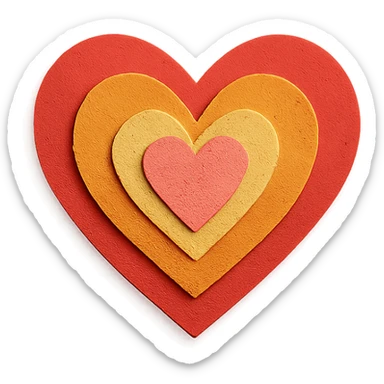 heart, layered paper craft style sticker
