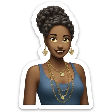 smirking girl outdoors with jewelry sticker