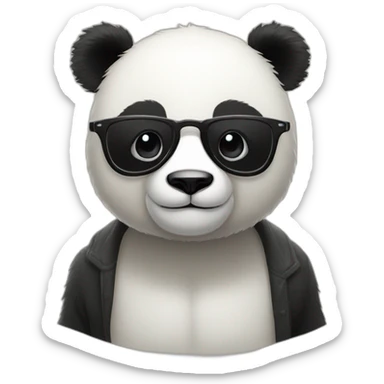 a nice panda bear with glasses and a tall and beard man sticker