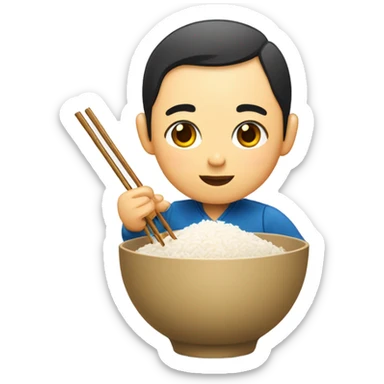 Chinese eating rice sticker