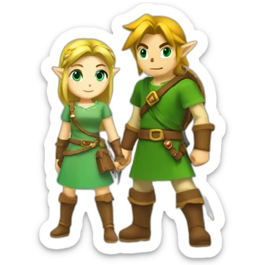 Link and Zelda FUUUSIONN sticker
