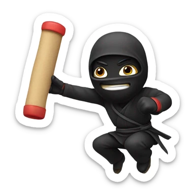 Clumsy ninja tripping over toy sticker