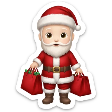 baby Santa Claus is carrying a bag of presents  sticker