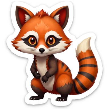 Fiery Wicked Cool Hot Edgy Badass Numbat-Fox-Red-Panda-Civet-Vernid-fusion-hybrid-creature sticker