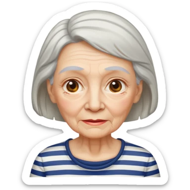 Old lady with striped t shirt sticker