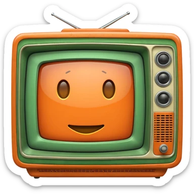 ancienne telévision orange et verte sticker