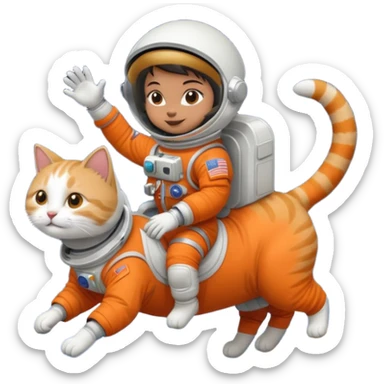 Astronaut rides cat sticker